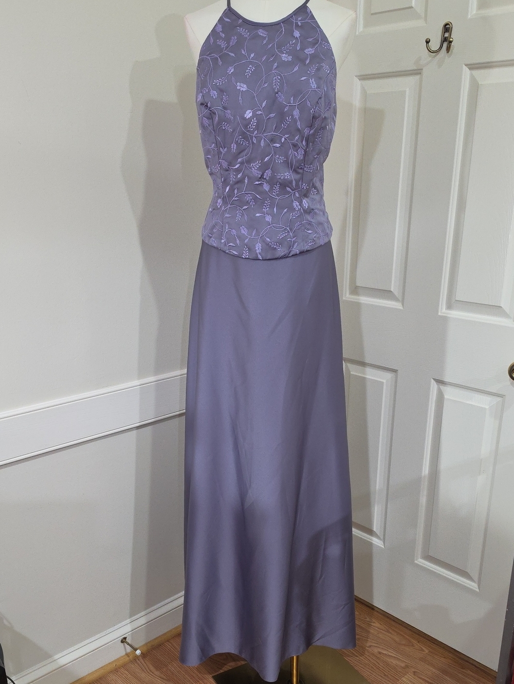 Mori Lee Two Piece Evening Gown-Lavender Satin Size 15/16 Fits Modern Size 10/12